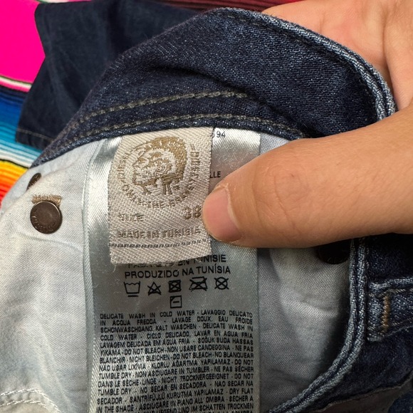 Diesel Jeans Men 38x32 New Fanker Regular Slim Bootcut Button Fly Dark Denim‎ - Picture 6 of 10